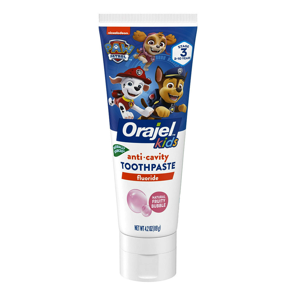 Orajel Kids Paw Patrol Anti-Cavity Fluoride Toothpaste, Natural Fruity Bubble Flavor, 4.2 Oz